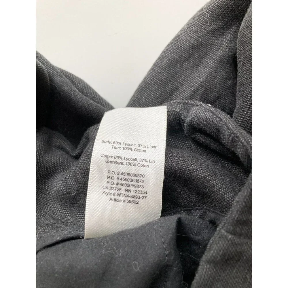 Aritzia WILFRED Brax Black Linen Lyocell Cut-Out Wrap Wide Leg Jumpsuit, Size 6 - Picture 12 of 13